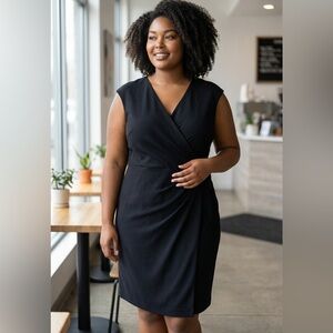 DKNY Classic! Sleeveless Black Wrap Dress